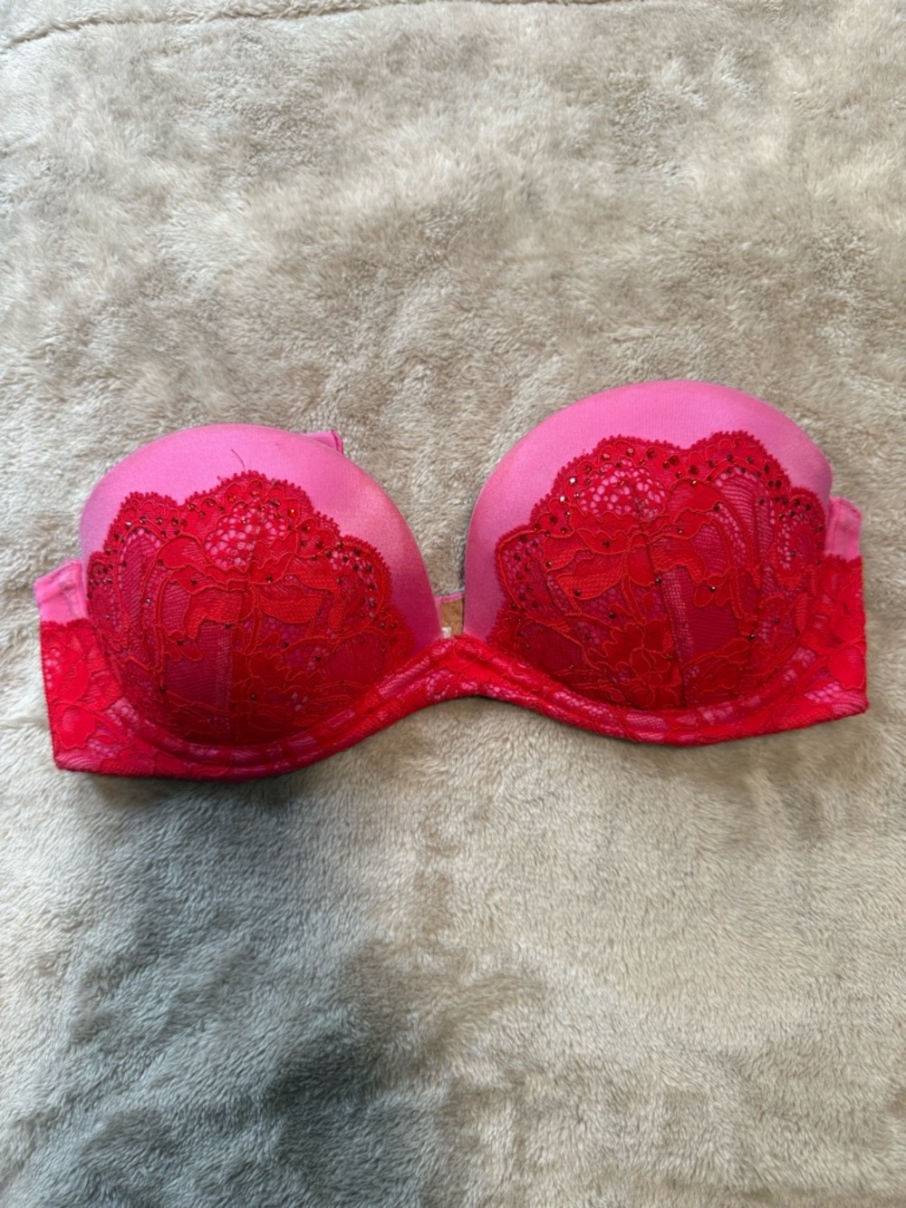 Victoria’s Secret Very Sexy Collection Strapless Lace & Rhinestone Push-Up Bra
